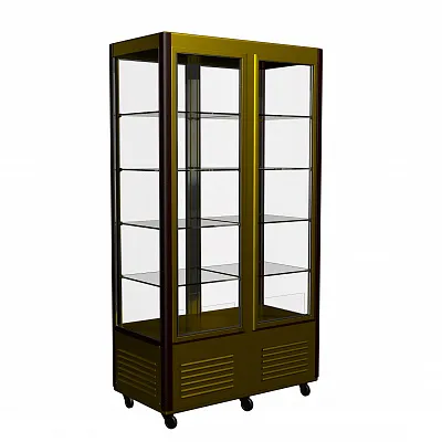Шкаф холодильный D4 VM 800-1 (R800C Сarboma Люкс) (0109-0102 (коричн-золот) 2 дв,решетки)
